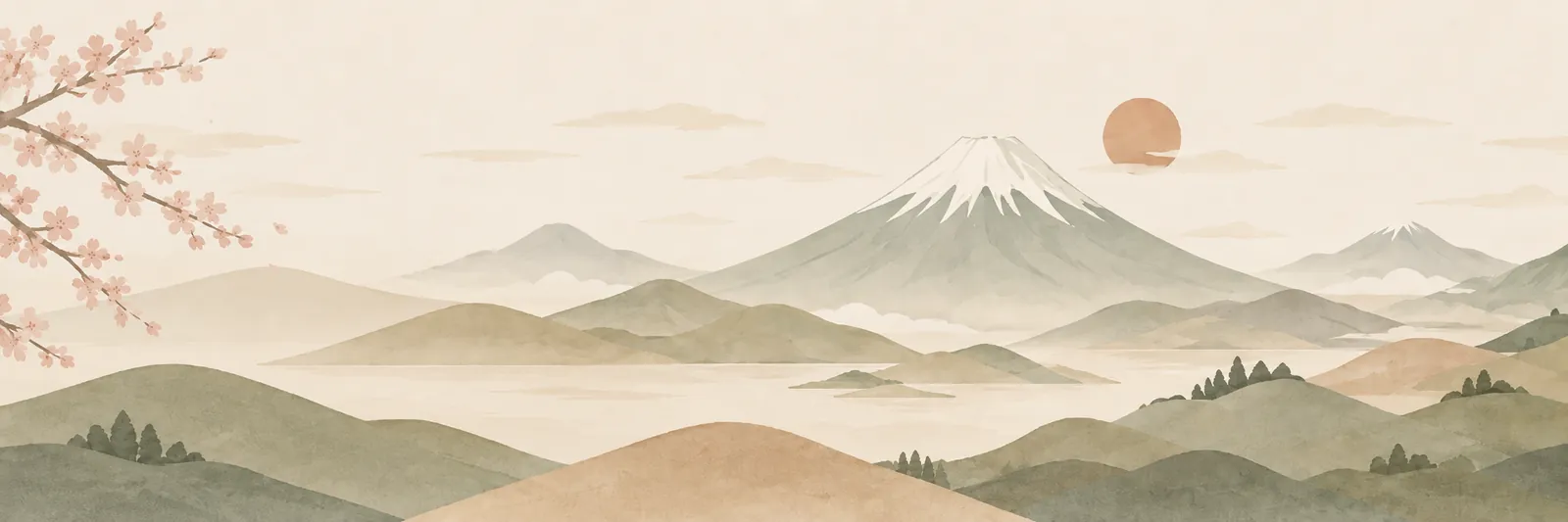 Aquarela do Monte Fuji ao nascer do sol